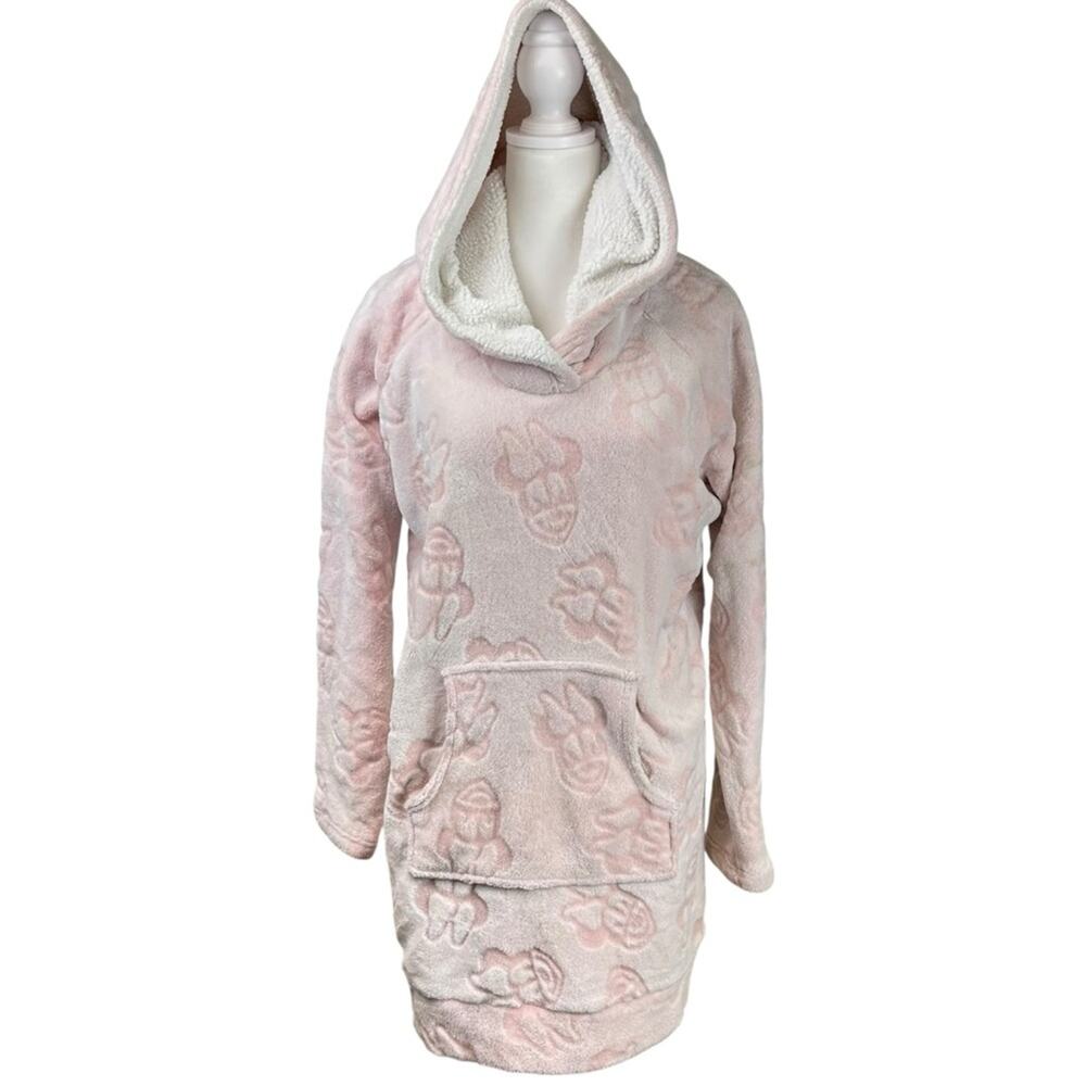 Disney Minnie Mouse Soft Pink Fleece Lounger Sherpa Hood Size Large